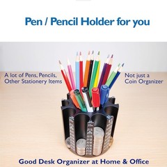 CO5IN1 Coin Sorter Pen Holder – 540pcs Capacity, 360° Rotatable
