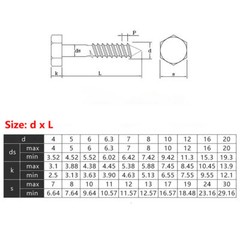 M6 M8 M10 M12 Zinc Plated Hexagon Head Wood Screws DIN 571 Lag Bolts All Length