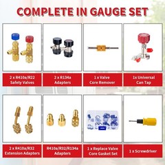 Rogvoc HVAC Manifold Gauge Set for R22/R410a/R134a Refrigerant, 3 Way AC Refrige