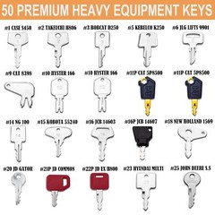 50 Heavy Construction Equipment Machinery Keys Master Set Case JD JCB CAT Volvo
