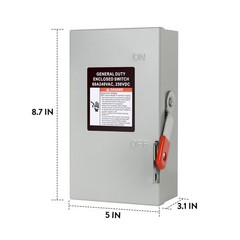 2P 60A 120/240V Single Phase 2 Wire Duty Safety Switch Outdoor Non-Fusible…