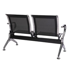 2-Seat Airport Waiting Chair Clinic Bench Office Reception Room Salon Black