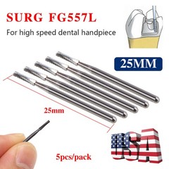 5 piezas Fresas de carburo para cirugía dental 25 mm de longitud FGOS FG-557XL