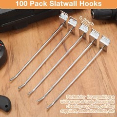 100 Pack 8″ 10″ Slatwall Hooks Panel Display Hooks Slat Board Peg Accessories