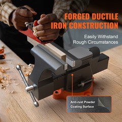 6″ Bench Vise w/ Anvil 360°Swivel Locking Base Heavy Duty Ductile Iron