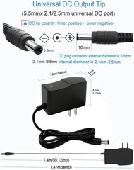 Universal 12V 1A Power Supply Adapter – AC/DC 100-240V Input, Short-Circuit Safe