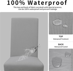 100% Waterproof Dining Room Chair Cover Set of 6, Stretch Jacquard Parson Chair