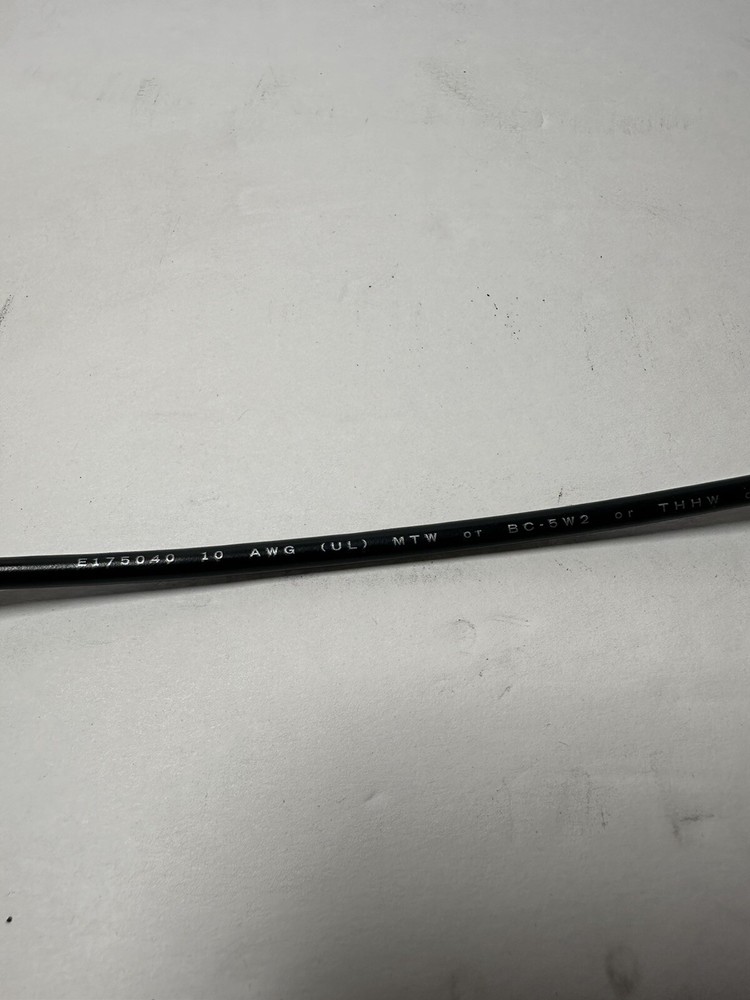 20ft E175040 Moisture Resistant Black Cable Wire 10AWG MTW or THHW or AWM 600V