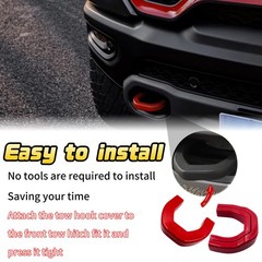 Custom Tow Hook Covers Compatible with 2019-2025 RAM 1500 for ram 1500, RED
