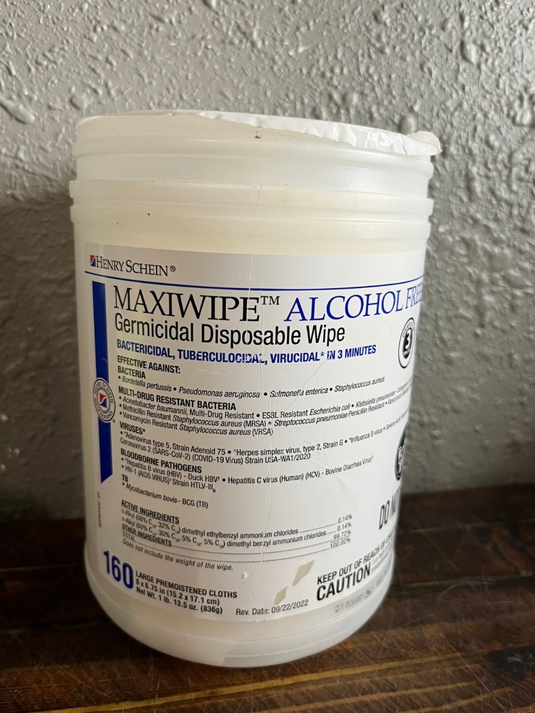 2 Pack Henry Schein Maxiwipe Alcohol Free Germicidal Disposable Wipe 160 Count