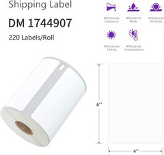 4″x6″ Direct Thermal Shipping Labels 220/Roll Compatible 1744907 Dymo 4XLPrinter