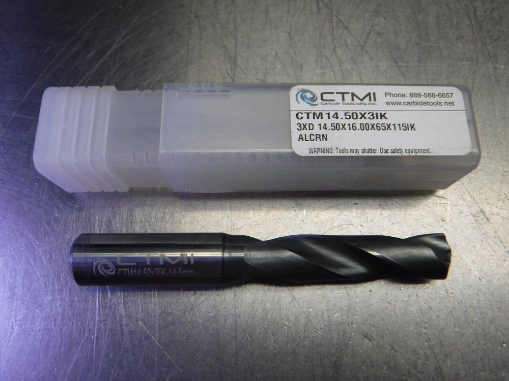 CTMI 14.50mm Coolant Thru Carbide Drill 3XD 14.50×16.00x65x115IK ALCRN (LOC3240)