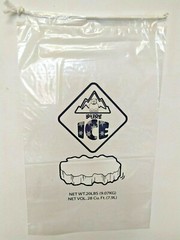 10 LB LBS 1.5 Mil Plastic Commercial Ice Bag Bags With Cotton Drawstring 100 PCs