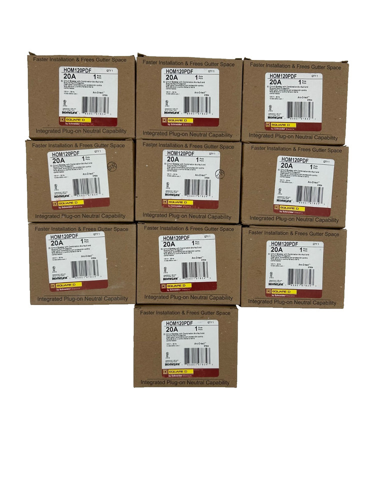 New Square D HOM120PDF Circuit Breaker AFCI/GFCI 20A 1-Pole 120V – Lot of 10