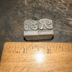 2 Print Blocks “ Letter R “ Lead Print Blocks, Nice Script