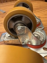 Set 4 HD Swivel Plate 3″ Diam Polymer Casters Yellow Wheels w/Foot Brake Italy