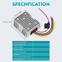 DC18V-60V to 12V Converter 20A 240W Golf Cart 24V 36V 48V Step down to 12V Conve