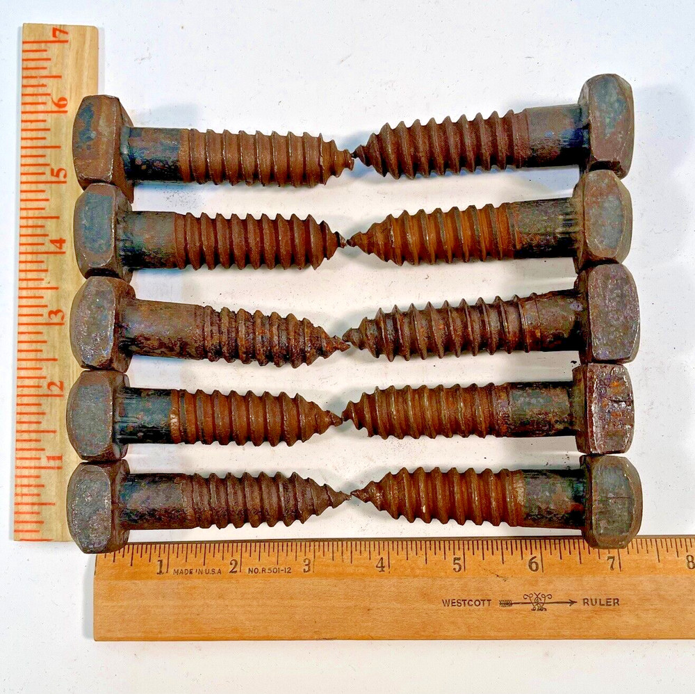 10 Vintage Square Head Lag Bolts 3/4 diameter by 3 inches long 1 1/4 square head