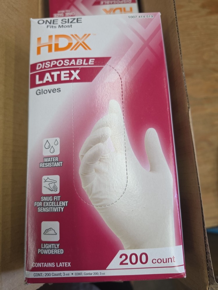 HDX White Disposable Latex Cleaning Gloves (200 Ct One Size Fits Most)