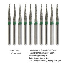 Dental Diamond Burs FG Round End Taper Pear Football Fine Coarse Grit 850 856