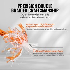 Uimoso Arborist Tree Climbing Rope 220ft Double Braid Polyester 1/2″ 3/4″ 3/8″