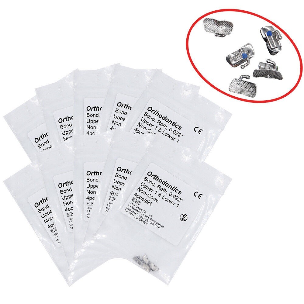 10 Packs Dental Orthodontic Buccal Tube Non-Conv Bond Roth 0.022″U1 L1 4pcs/pack