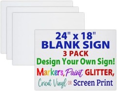 Heavy Duty 24″x18″ Blank Corrugated Plastic Yard Signs (White or Yellow)