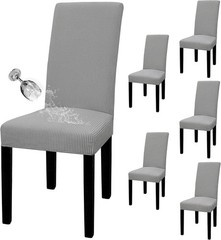100% Waterproof Dining Room Chair Cover Set of 6, Stretch Jacquard Parson Chair