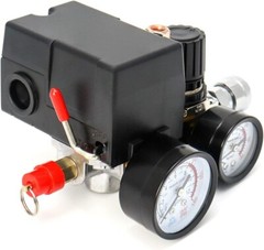 Air Compressor Pressure Switch Control Valve 90-120PSI Pressure Regulator Gauge