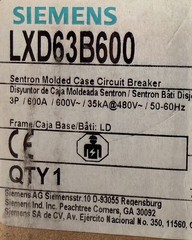 Siemens LXD63B600H 600A 600V Circuit breaker