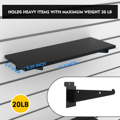 8 Pack Wooden Slatwall Shelf, 15.7 X 5.9 Inch Slatwall Shelves with Metal Bracke