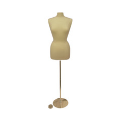 Female Dress Form Pinnable Mannequin Torso Size 10-12 with Round Metal Base