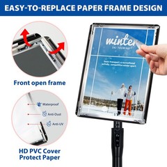 6Packs 8.5×11 Inch Adjustable Pedestal Poster Sign Stand, Heavy Duty Floor St…