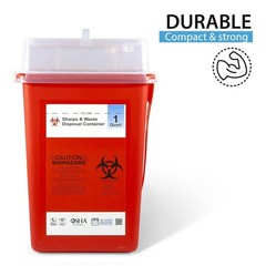 Lightweight 1 Quart Sharps Container with Secure Closure – For Home & Business