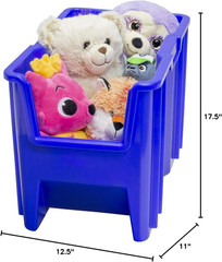 Heavy Duty Stackable Open Front Storage Bins – Gray & Blue Options