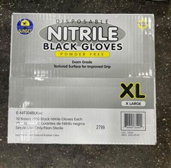 SUNSET DISPOSABLE NITRILE BLACK GLOVES BOX OF 1,000 EXAM GRADE POWDER FREE XL