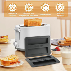 2 Pack Toaster Cover, Silicone 15.8×10.4×1.2cm/6.22×4.09×0.47inch, Black