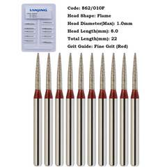 LANJING Dental Diamond Burs FG Flame Shape High Speed Bur Fine Grit 861 862 863