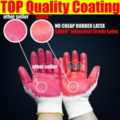 SAVER Work Red Work Gloves HEAVY DUTY Palm coated Multi Purpose Gloves