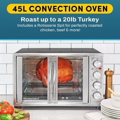 Convection Oven French Door Toaster Oven 18 Slice Rotisserie 45L Stainless Steel