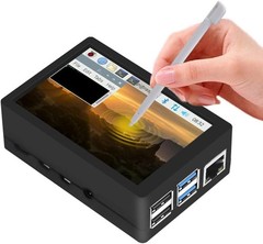 Raspberry Pi 4 Compatible 3.5 Inch Touch Screen with Case and Heatsinks Included