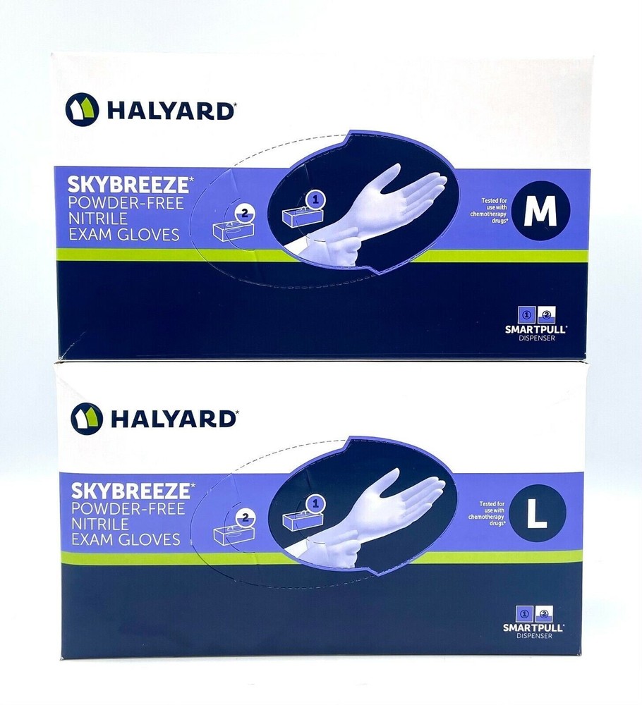 200 Count Nitrile Powder Free,3.5 Mil, Medical Exam Gloves by Halyard-SKYBREEZE,