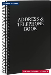 Iconikal Address Telephone Book, 8×5-Inch, Black, Spiral-Bound, 384 Contacts, Or