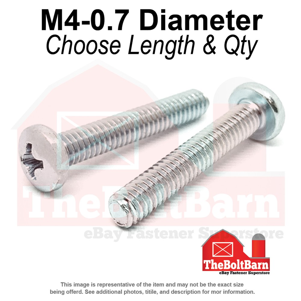 M4-0.7 Phillips Pan Head Machine Screws Zinc (Choose Length & Qty)