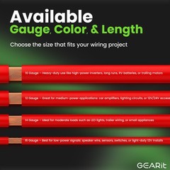 GEARit 16 Gauge Wire (50ft Each – 16 – Black/Red), Black/Red