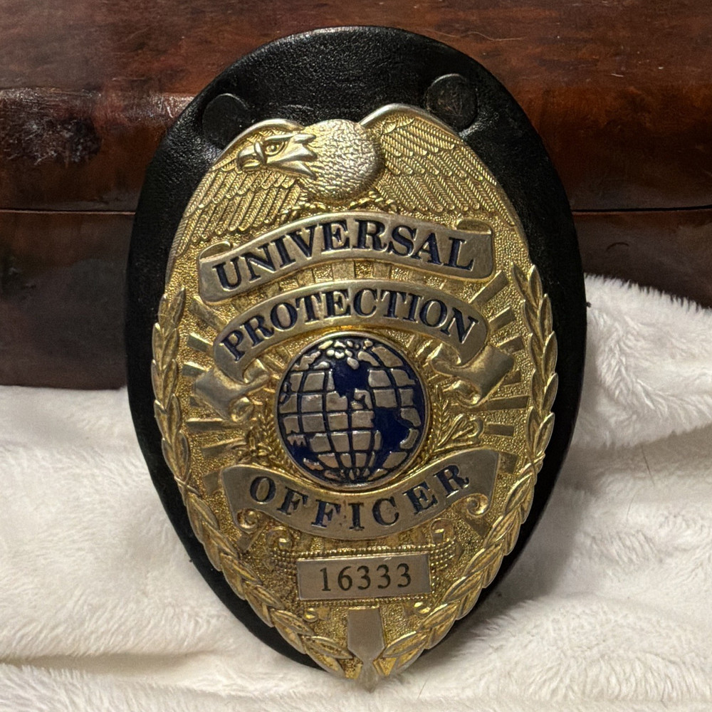 Universal Protection security Badge #16333 w/ Clip Back with Clip