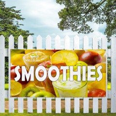 Vinyl Banner Multiple Sizes Smoothies with Image Restaurant and Food Outdoor