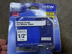 2-PACK – Genuine Brother TZe-2312PK – 12mm 1/2″ Black on White P-Touch TZ tape