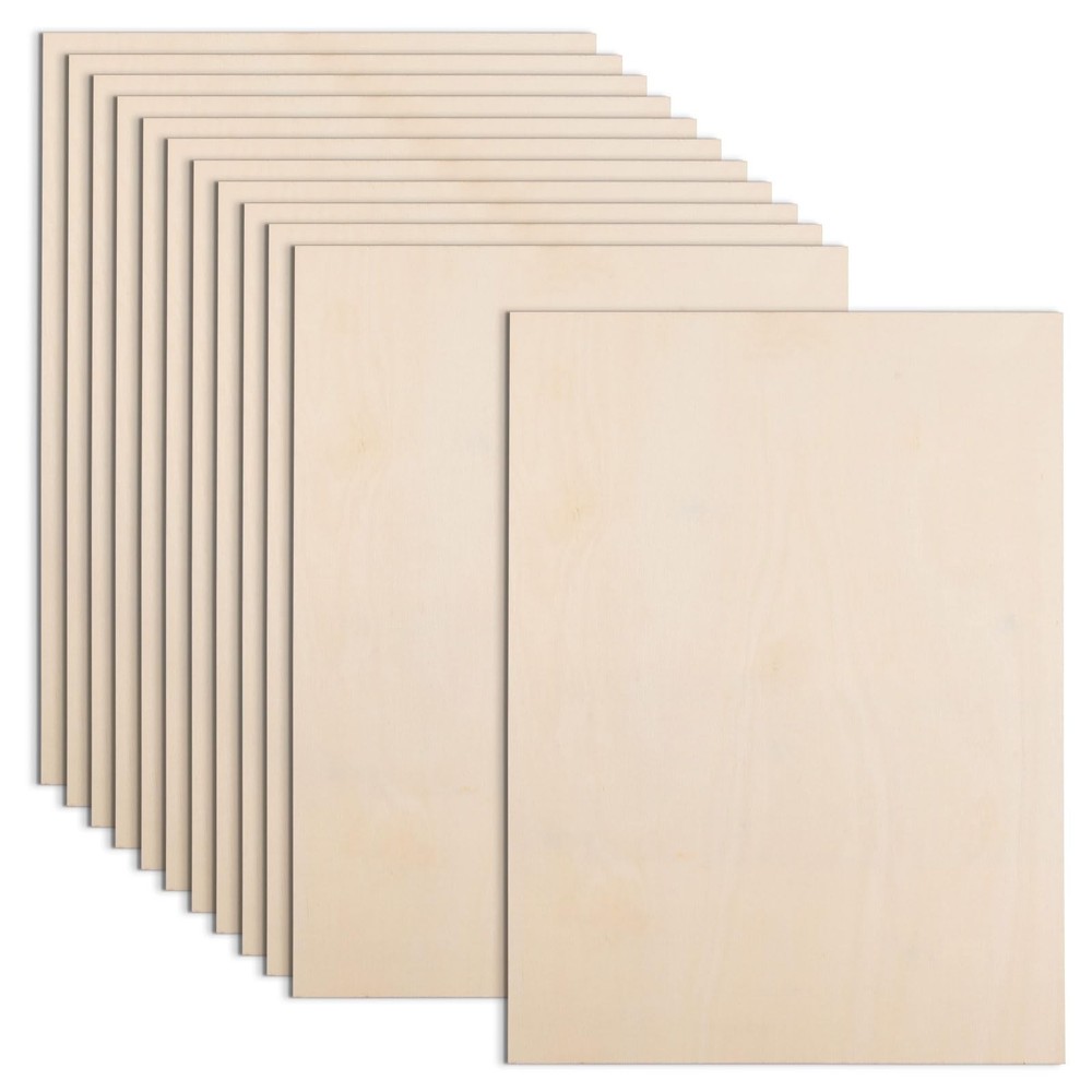 12 Pack Basswood Sheets 12x16x1/8in 3mm Unfinished for Laser Cutting Crafts DIY