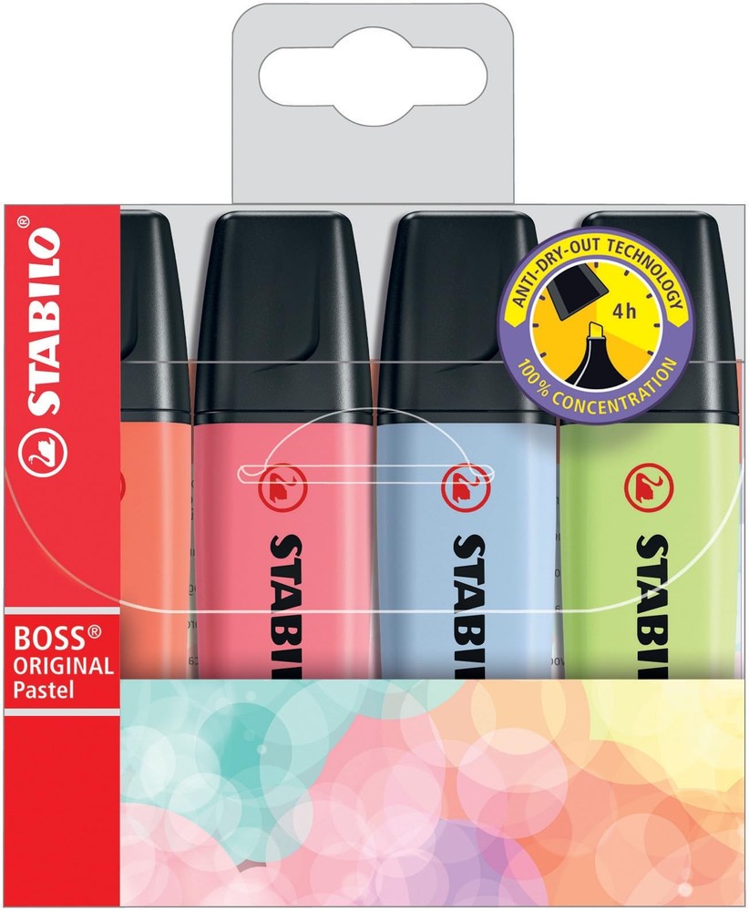 Highlighter BOSS ORIGINAL Pastel Pack of 4 Mellow Coral Red Cherry Blossom